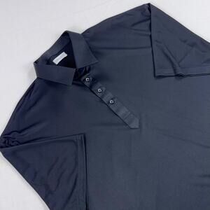 Collars & Co Semi Spread Collar Polo Shirt Short Sleeve 2XL Black Preppy